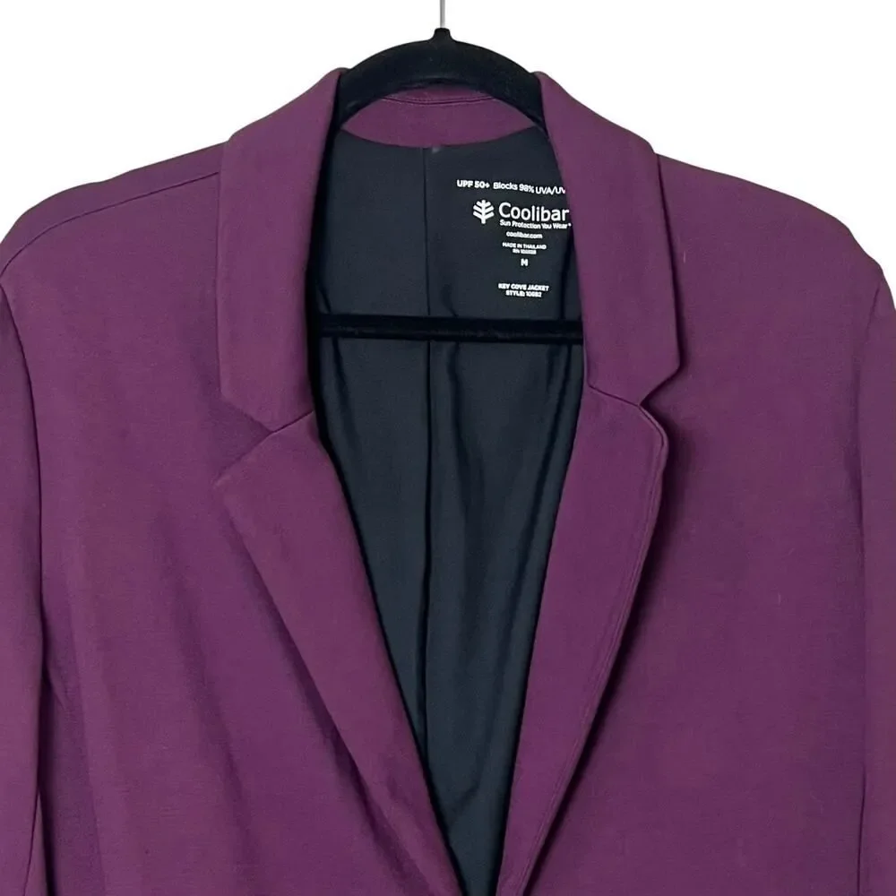 Coolibar Women's Key Cove Jacket Single Button Blazer UPF 50 Deep Wine Sz M - Picture 5 of 11